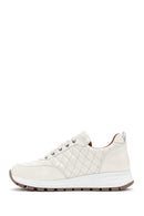 Women's Beige Leather Quilted Sneaker | Derimod