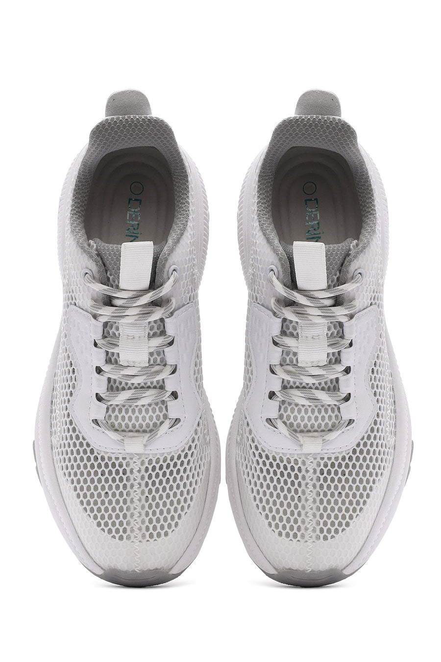 Kadın Beyaz Bağcıklı Kalın Tabanlı Kumaş Sneaker