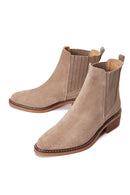 Women's Beige Suede Leather Chelsea Boots | Derimod