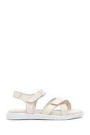 Women's Cream Double Strap Leather Comfort Sandals | Derimod