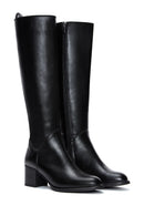 Women's Black Zippered Chunky Heel Boots | Derimod