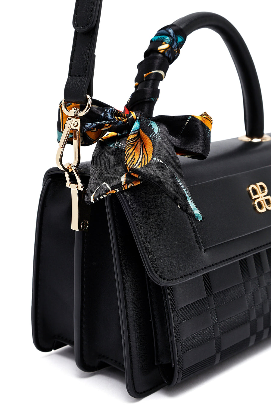 Woman Black Long-Strap Printed Crossbody Bag