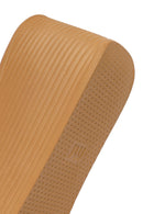 Woman Tan Wedge-Heel Suede Leather Slippers | Derimod