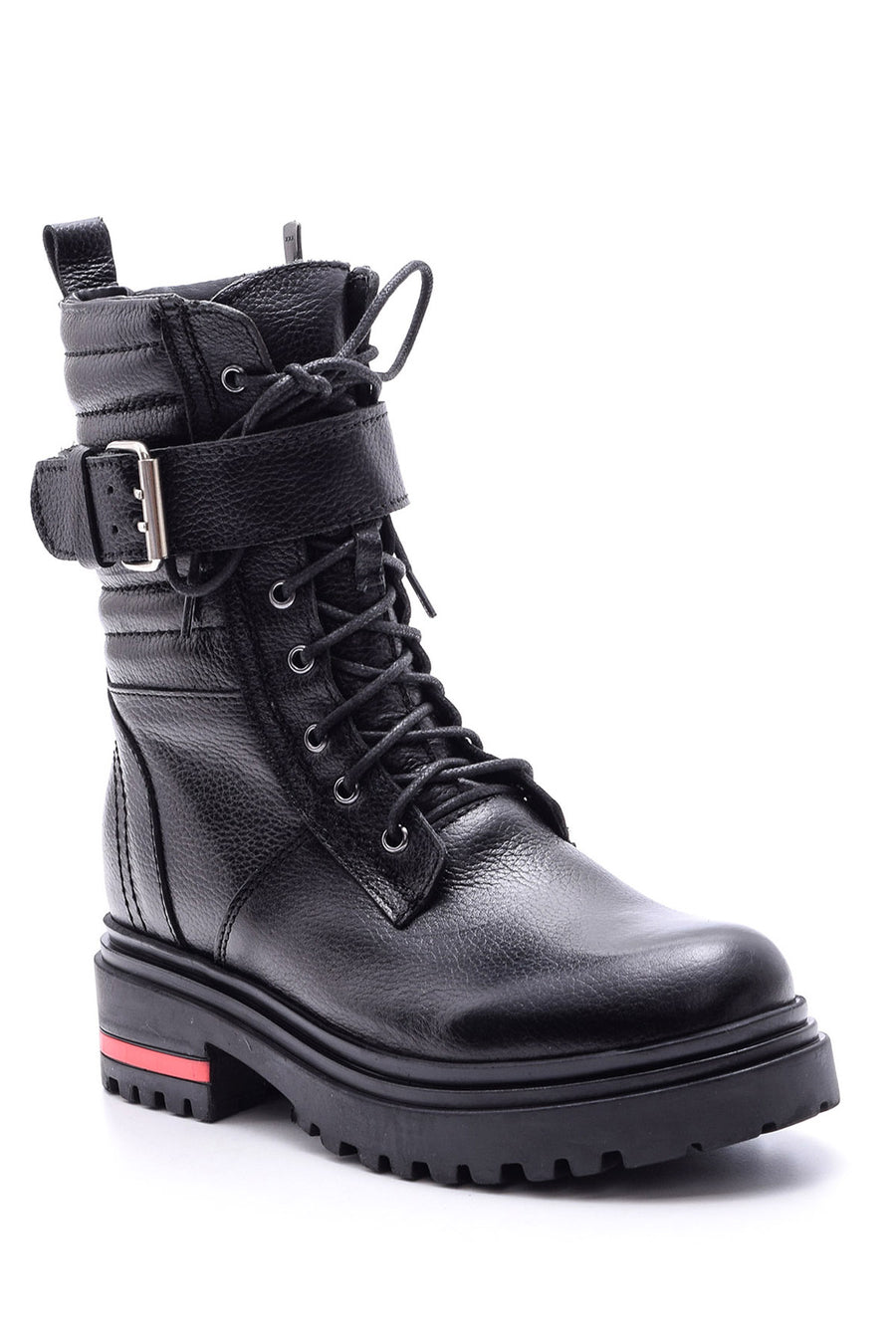 Women's Buckle Leather Boots 19WFD2234FT | Derimod