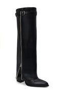 Woman Black Zip Closure Chunky-Heel Boot | Derimod