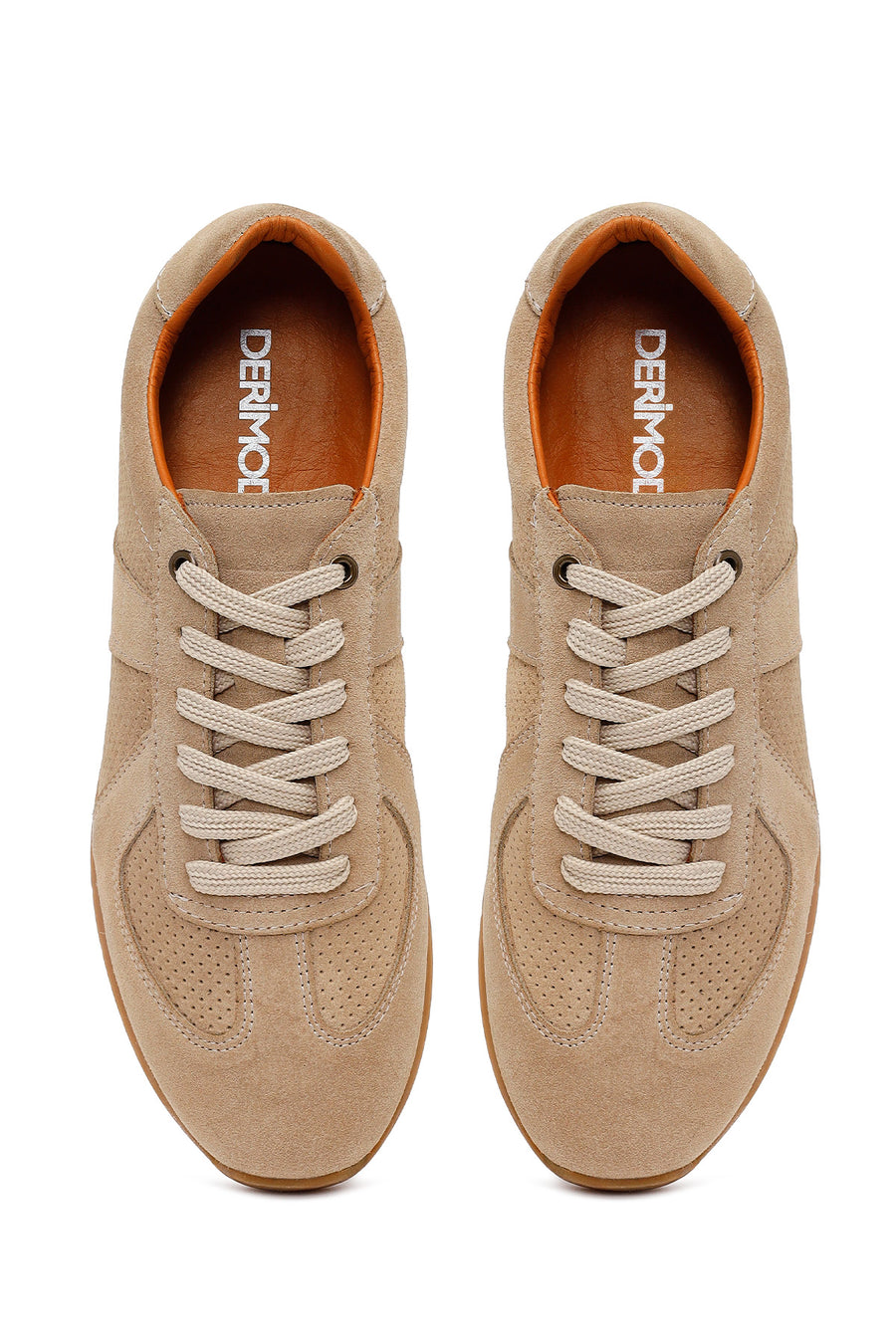 Male Beige Lace-up Suede Leather Sneaker