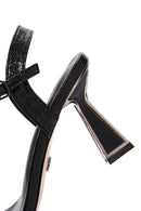 Women's Black Ankle Strap Metallic Thin Heel Sandals | Derimod