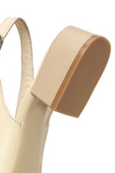 Women's Beige Slingback Low Thick Heel Leather Shoes | Derimod