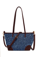 Woman Blue Jean Long-Strap Printed Shoulder Bag | Derimod