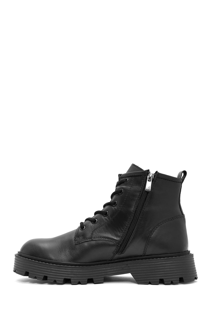 Men's Black Zippered Leather Casual Boots