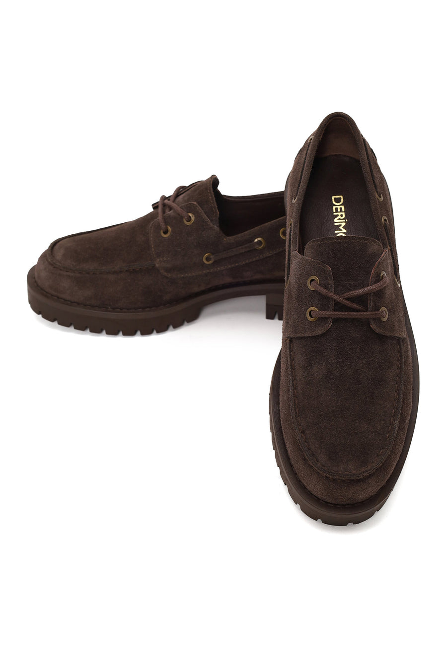 Woman Dark Mink Lace-Up Thick-Soled Suede Casual Shoes