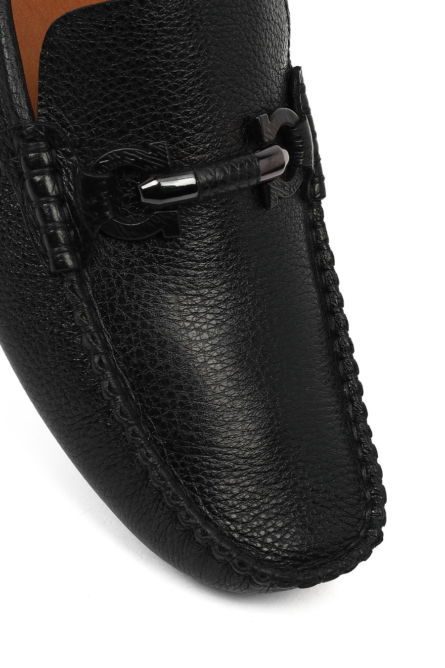 Men's Black Buckle Leather Casual Loafer