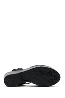 Women's Black Ankle Buckle High Heeled Leather Sandals | Derimod