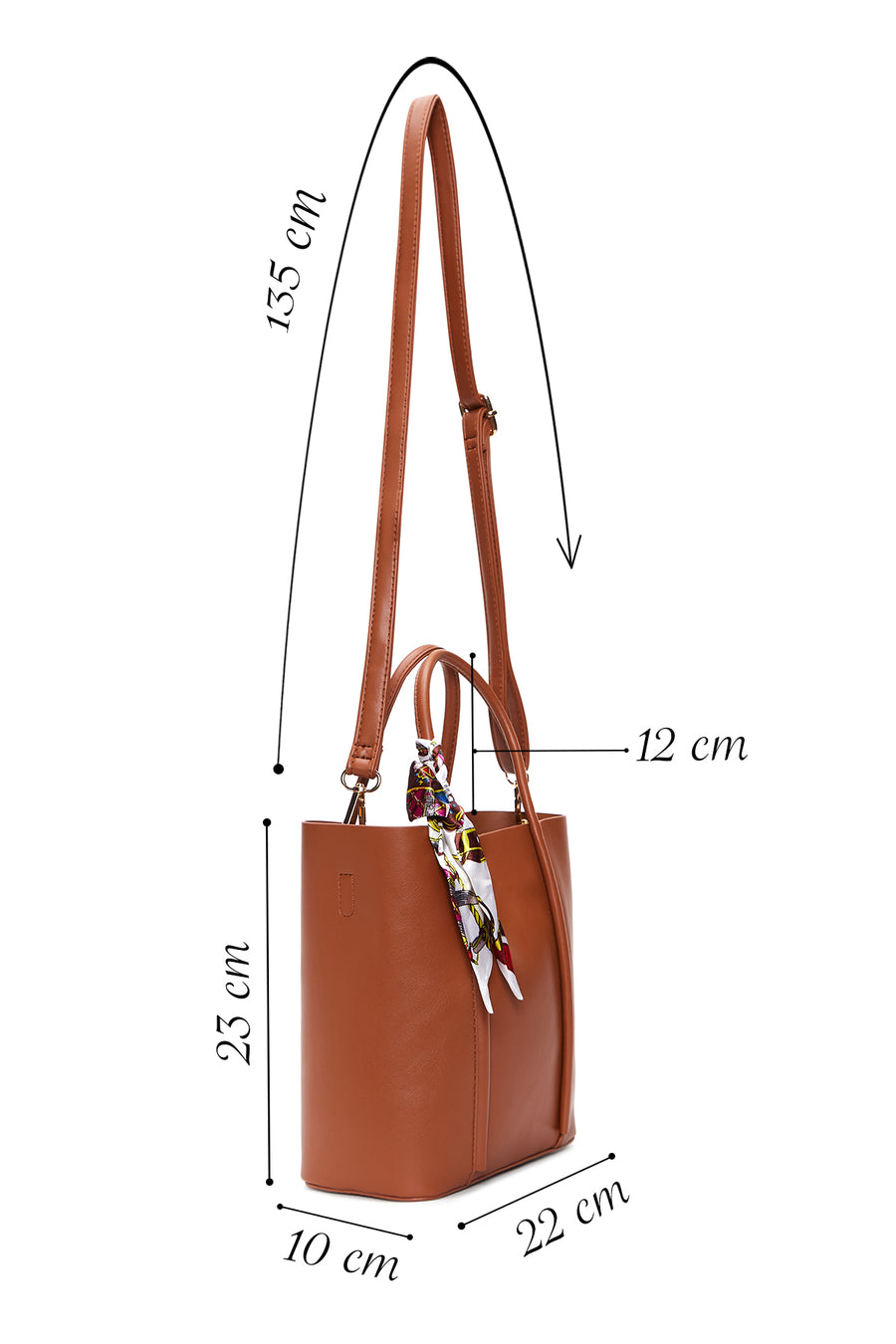 Women's Camel Long Strap Shoulder Bag with Accessory Detail