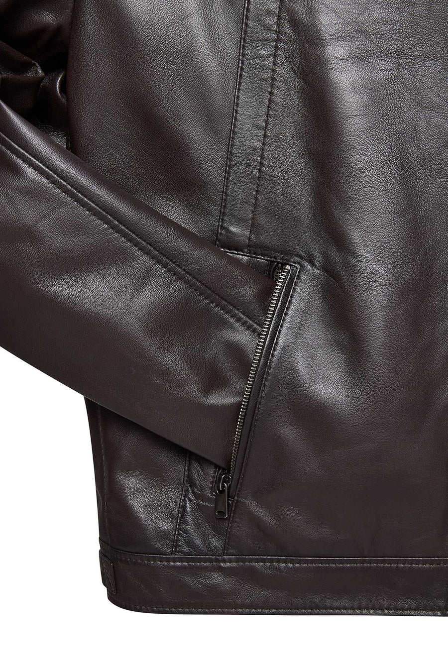 Lucas Men's Brown Mandarin Collar Leather Jacket