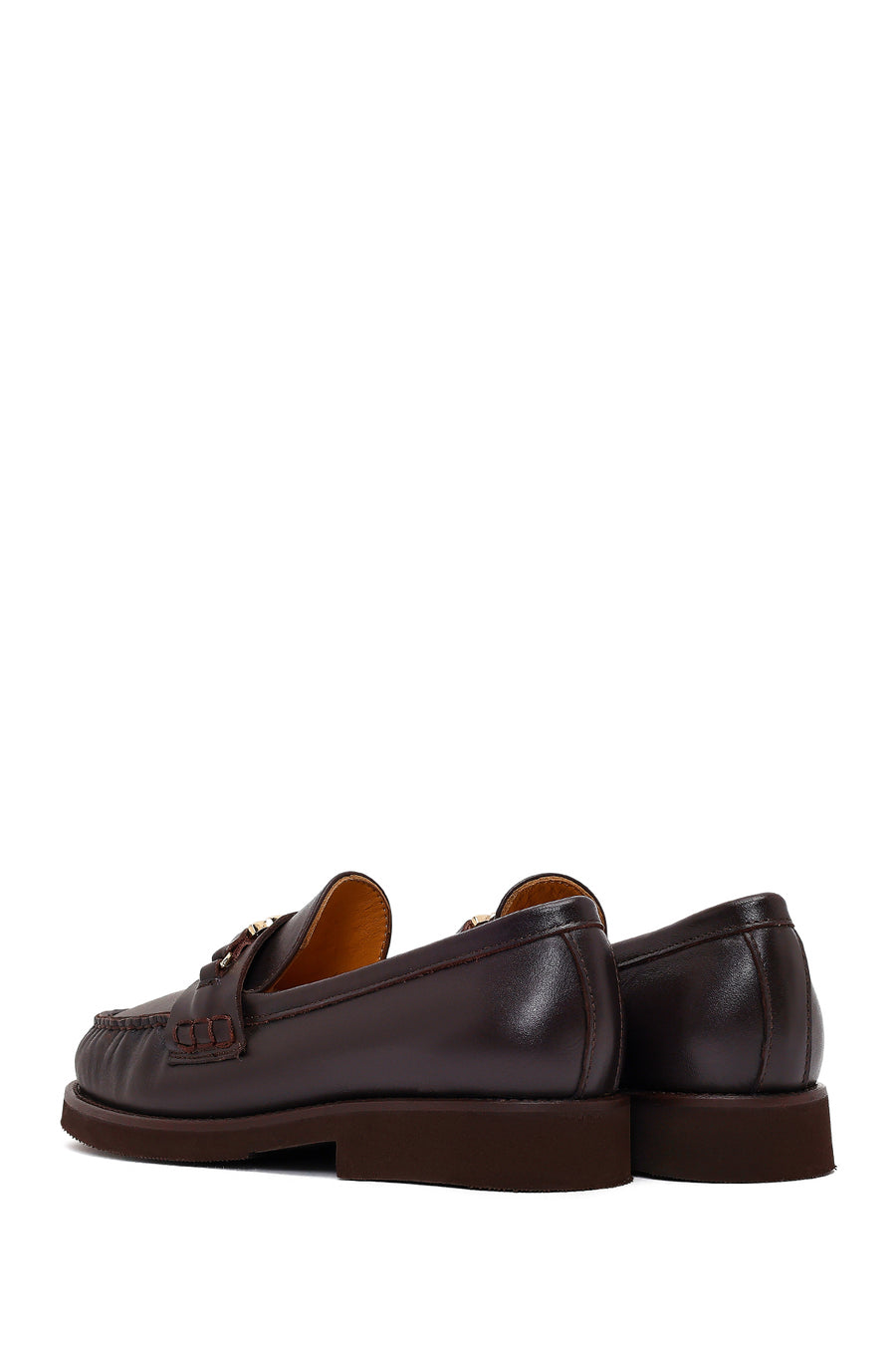 Women's Brown Buckled Leather Loafer