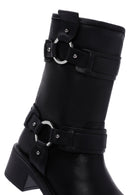 Women's Black Leather Buckle Boots | Derimod