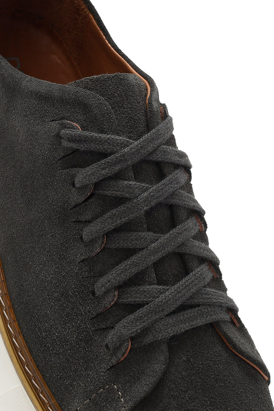 Erkek Yeşil Bağcıklı Kalın Tabanlı Süet Deri Sneaker