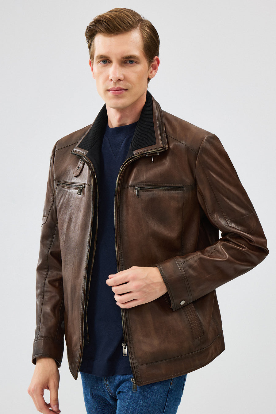 Mateo Men's Brown Leather Jacket