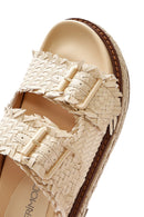 Kadın Bej Kalın Tabanlı Metalik Terlik | Derimod