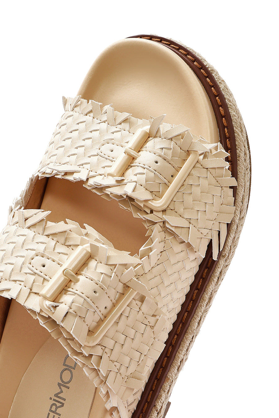 Women's Beige Thick Soled Metallic Slippers