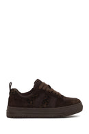 Woman Brown Lace-Up Chunky-Sole Patterned Leather Sneaker | Derimod
