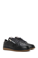 Women's Black Lace-Up Leather Sneaker | Derimod