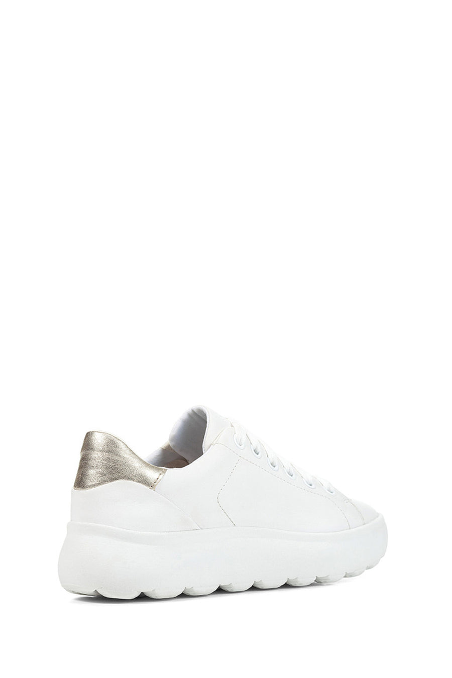 Geox Women's White Spherica Ec4.1 Leather Lace-Up Sneaker
