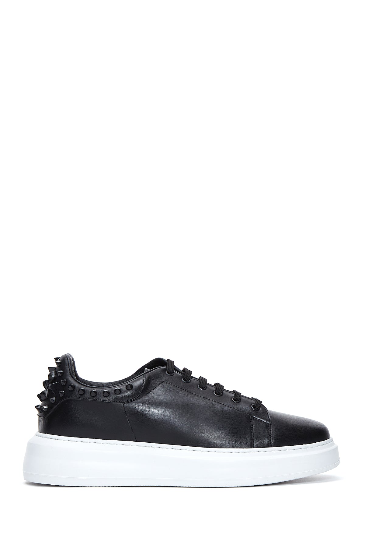 Erkek Siyah Deri Zımba Detaylı Kalın Tabanlı Sneaker 22WFD635618 | Derimod
