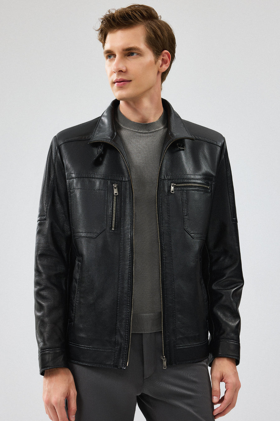 
Muller-X Men's Black Leather Jacket
 24WGE65151M | Derimod