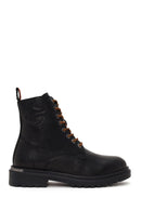 Harley Davidson Male Black Steven Zip Closure Leather Combat Boots | Derimod