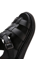 Women's Black Ankle Strap Leather Comfort Sandals | Derimod