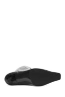 Women's Black Thin Short Heeled Leather Boots | Derimod