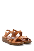 Women's Tan Ankle Strap Leather Comfort Sandals | Derimod