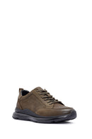 Men's Khaki Lace-Up Nubuck Leather Sneaker | Derimod