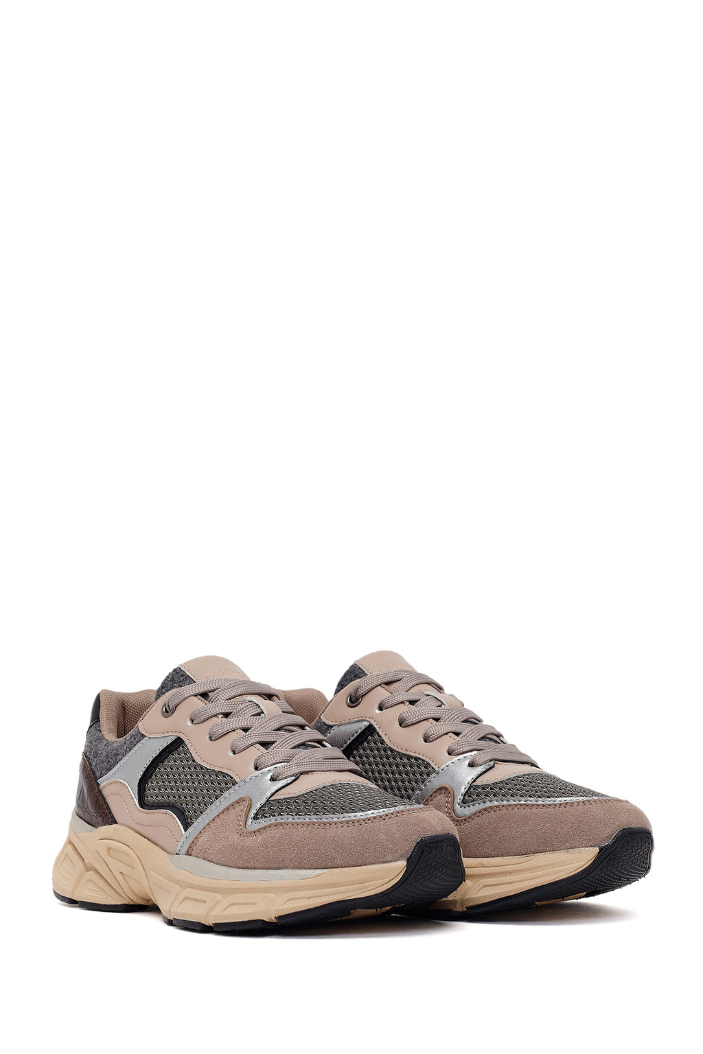 Kadın Vizon Bağcıklı Kalın Tabanlı Sneaker