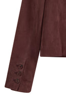 Cassandra Woman Burgundy Slim-Fit Suede Leather Jacket | Derimod