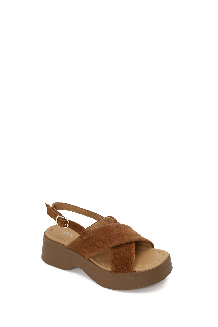 Woman Tan Thick-Soled Suede Sandal
