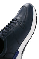 Men's Navy Blue Leather Sneaker | Derimod