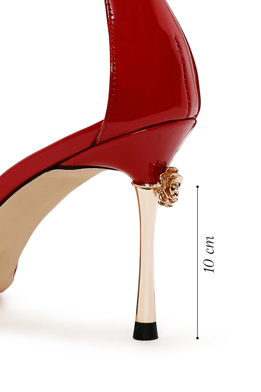 Women's Red Ankle Strap High Thin Heel Patent Leather Shoes