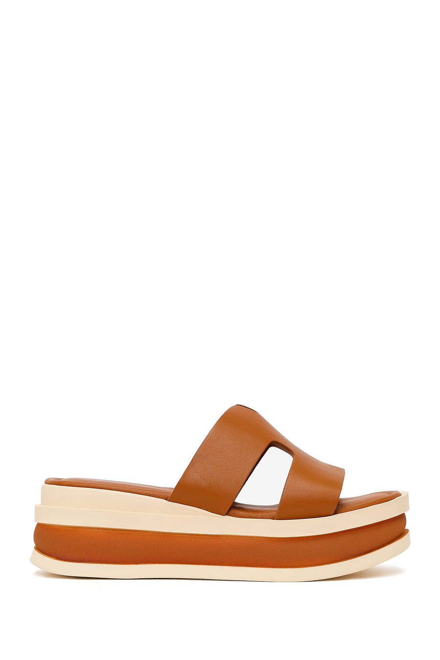 Woman Taba Thick-Soled Leather Slipper 26SFD130718 | Derimod