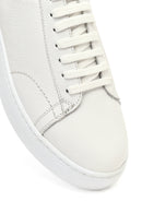 Men's White Lace-Up Thick-Soled Leather Sneaker | Derimod