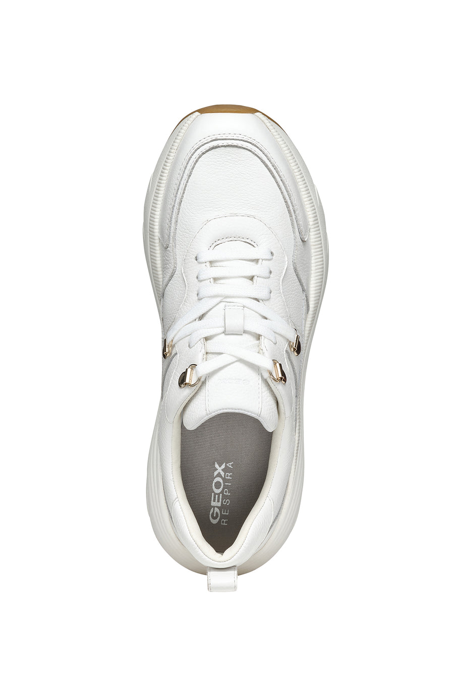 Geox Kadın Beyaz Diamantha Bağcıklı Kalın Tabanlı Deri Sneaker