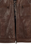 Wade Male Brown Slim-Fit Leather Jacket | Derimod
