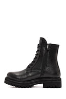 Women's Black Zippered Leather Boots | Derimod