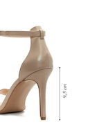 Women's Beige Leather Heeled Sandals | Derimod