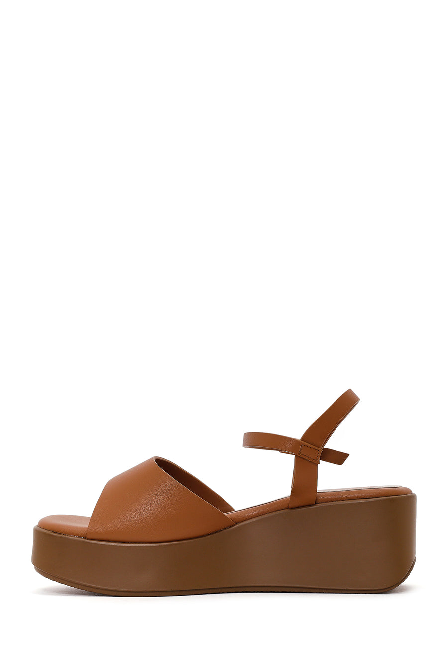 Women's Camel Ankle Buckle Platform Sandals