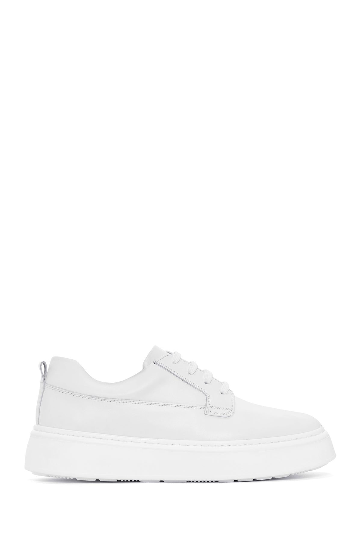 Erkek Beyaz Bağcıklı Kalın Tabanlı Deri Sneaker 24SFD635418 | Derimod