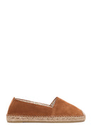 Women's Tan Suede Leather Espadrille | Derimod