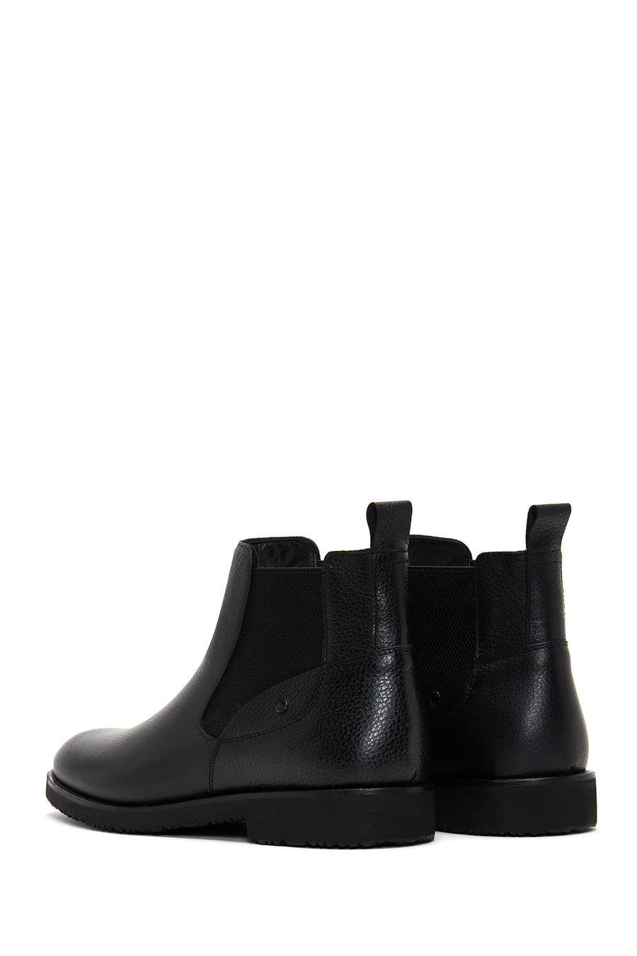 Men's Black Leather Chelsea Flat Boots